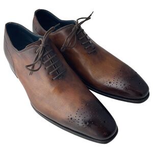 Stefano Branchini  Handmade Brown Leather Brogue Dress Shoes Men’s Size UK 9.5